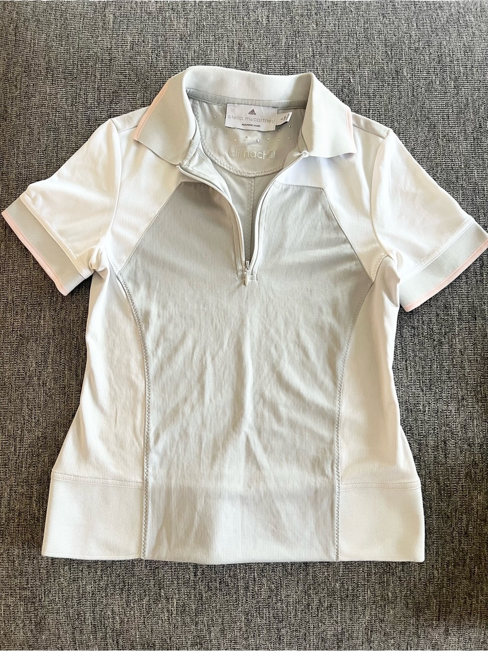 ADIDAS By Stella McCartney White, Gray & Light Pink Zip Athletic Top Size Small